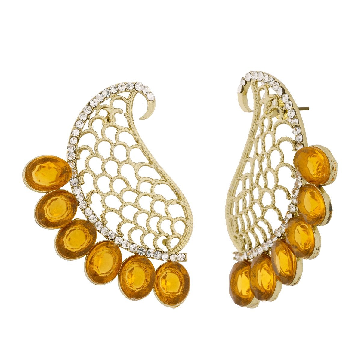 Designer Paisley Antique Rhodium Plated Brwon Earring For Women Bulk Secondary image