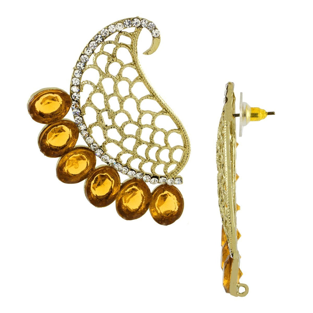 Designer Paisley Antique Rhodium Plated Brwon Earring For Women Bulk