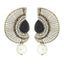 Filigree Crescent Antique Rhodium Black CZ Pearl Earring Women Bulk