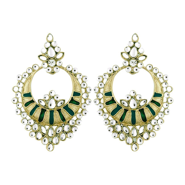 Chaand Bali Kundan Green Meenakari Earring For Women Bulk Secondary image