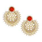 Chaand Bali Filigree CZ Pearl Silver Red Stud Earring Bulk