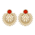 Chaand Bali Filigree CZ Pearl Silver Red Stud Earring Bulk