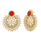 Chaand Bali Filigree CZ Pearl Silver Red Stud Earring Bulk