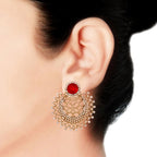 Chaand Bali Filigree CZ Pearl Silver Red Stud Earring Bulk