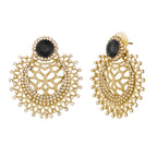 Chaand Bali Filigree CZ Pearl Rhodium Black Stud Earring Bulk