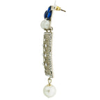 Designer American Diamond Blue Pearl Rhodium Long Earring Women Bulk