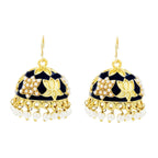 Lotus Gold Plated Black Meenakari Jhumki Earring For Women Bulk