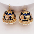 Lotus Gold Plated Black Meenakari Jhumki Earring For Women Bulk