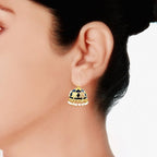 Lotus Gold Plated Navy Blue Meenakari Jhumki Earring For Women Bulk