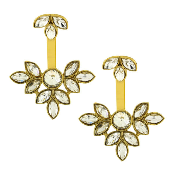 Flower Antique Gold Plated Ear Cuff Jacket Pair For Women Bulk Main image