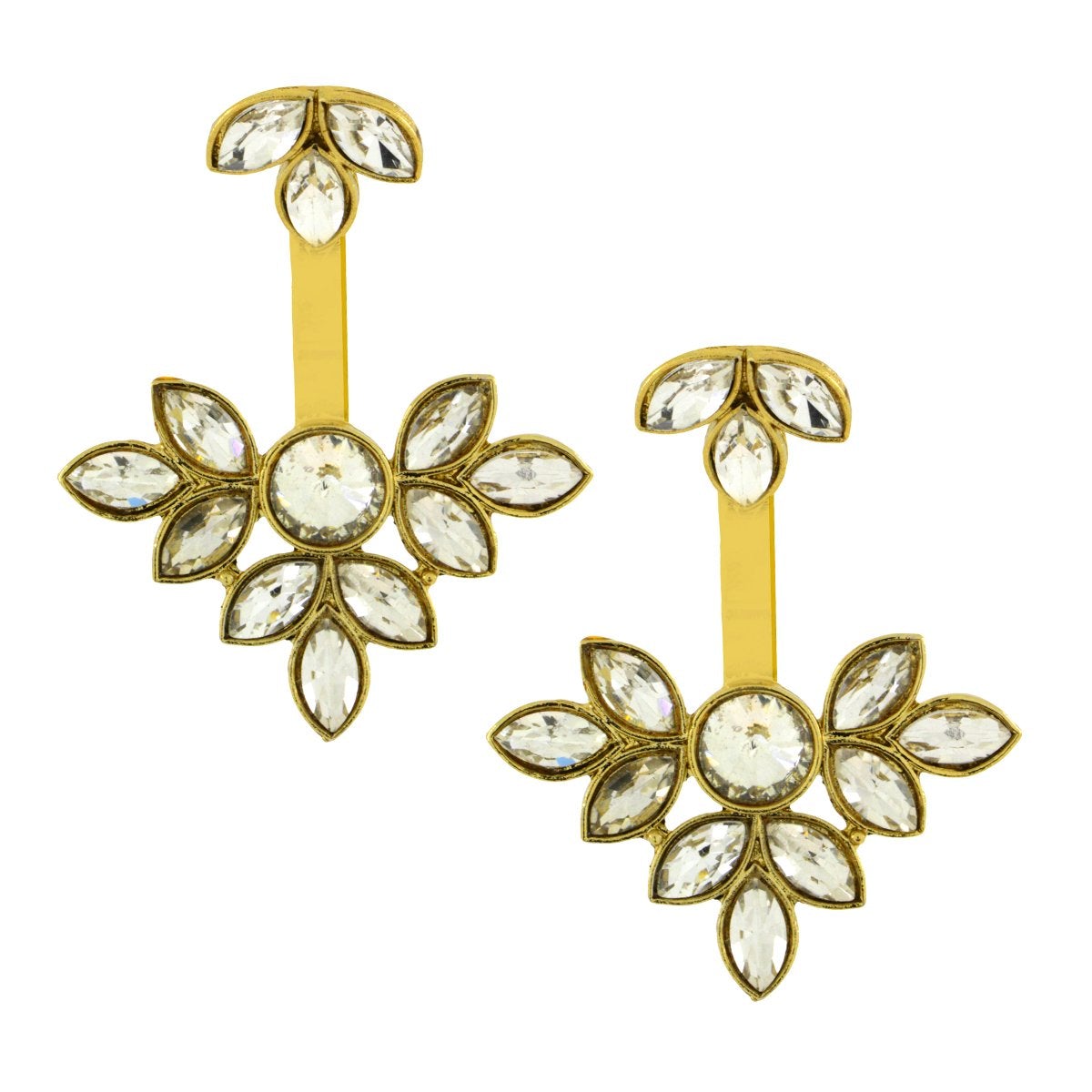 Flower Antique Gold Plated Ear Cuff Jacket Pair For Women Bulk