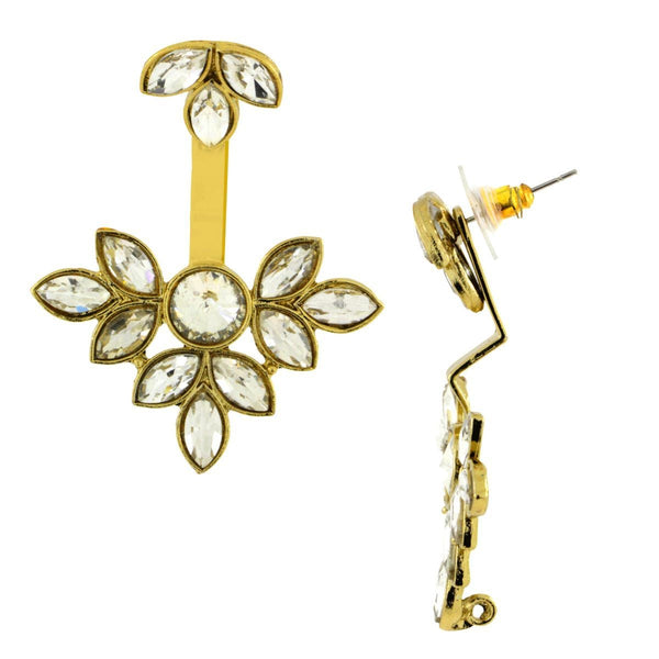 Flower Antique Gold Plated Ear Cuff Jacket Pair For Women Bulk Secondary image