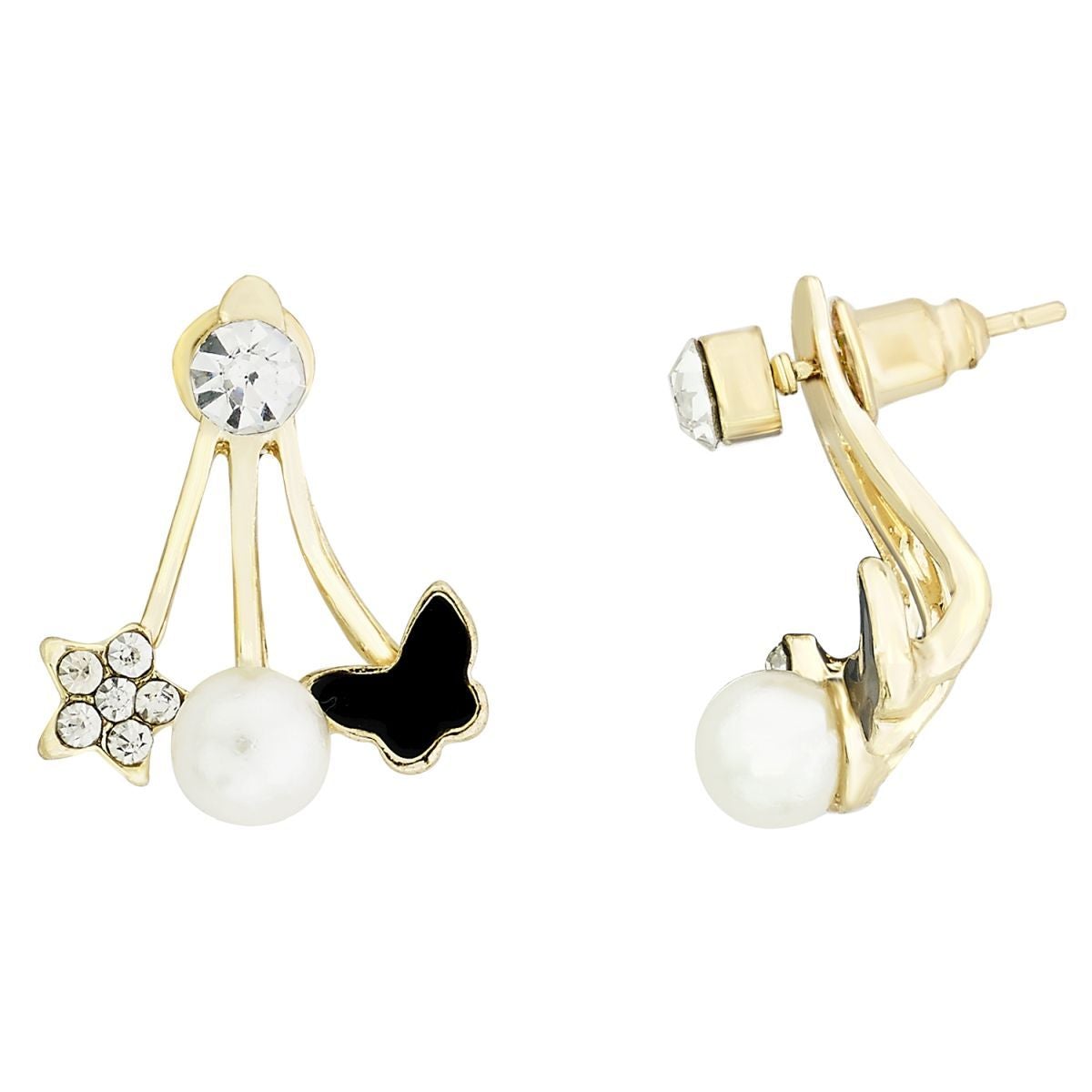 Butterfly Gold Plated Ear Cuff Jacket Pair Stud Earring For Women Main image