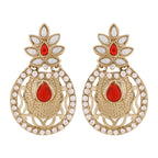 Flower Filigree Antique Rhodium Pearl Red Earring For Women Bulk