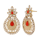 Flower Filigree Antique Rhodium Pearl Red Earring For Women Bulk