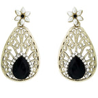 Pear Flower Filigree Antique Rhodium Pearl Black Earring Women Bulk