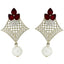 Pear Flower Filigree Antique Rhodium Pearl Red Earring For Women Bulk