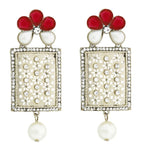 Designer American Diamond Pink Pearl Rhodium Long Earring Women Bulk