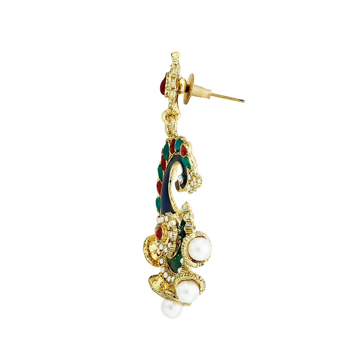 Peacock Meenakari Red Green Pearl Dangling Earring For Women Bulk