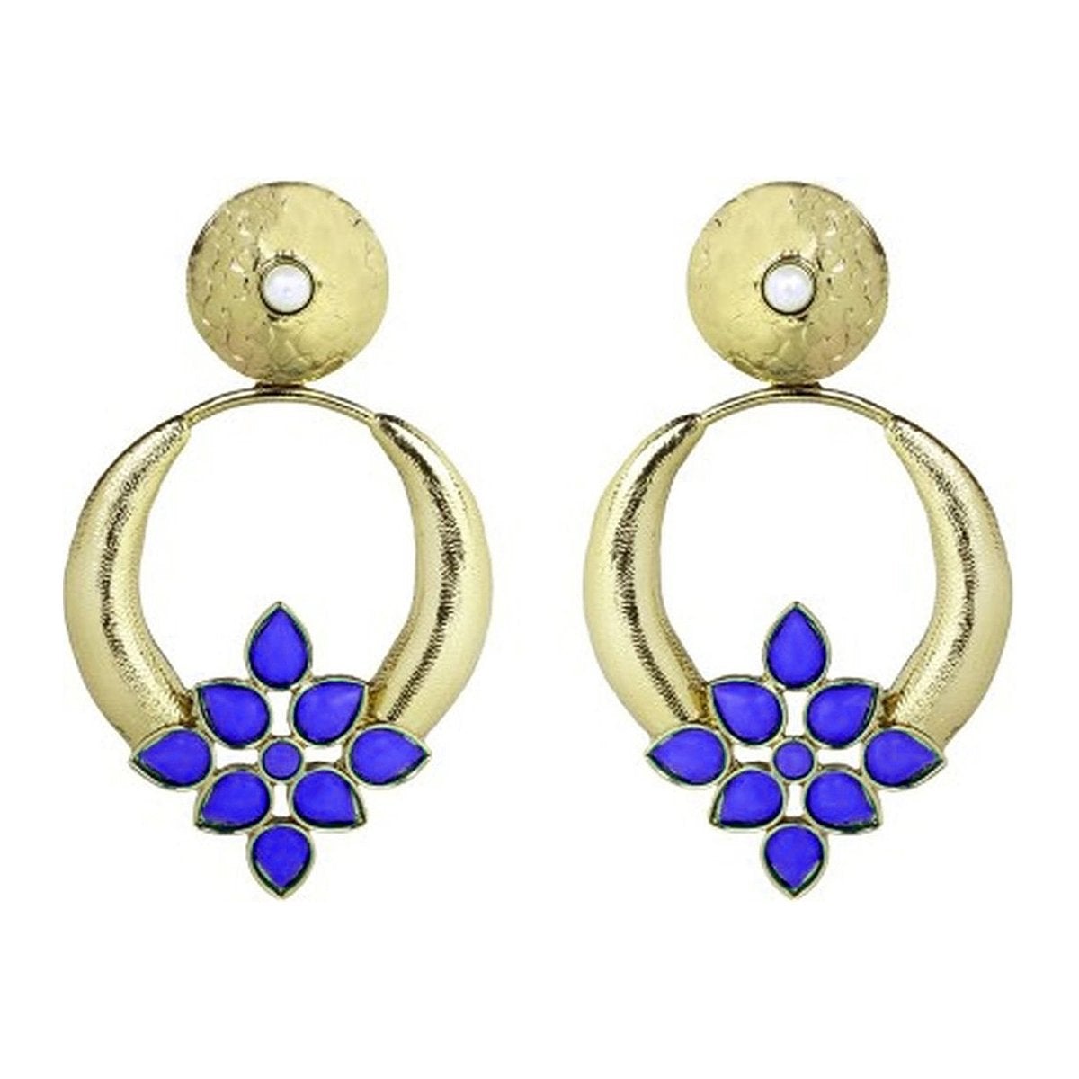 Turkish Gold Plated Dark Blue Pearl Designer Earring For Women Bulk Secondary image