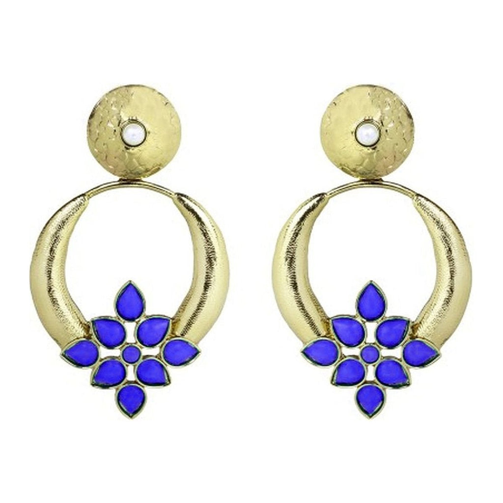 Turkish Gold Plated Dark Blue Pearl Designer Earring For Women Bulk