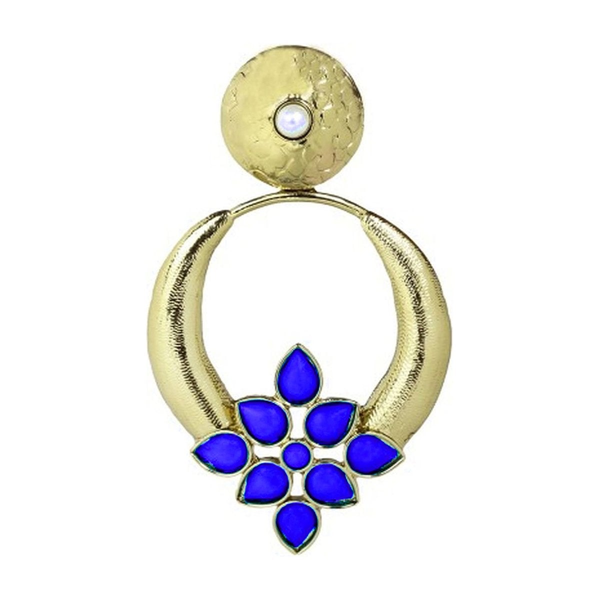 Turkish Gold Plated Dark Blue Pearl Designer Earring For Women Bulk