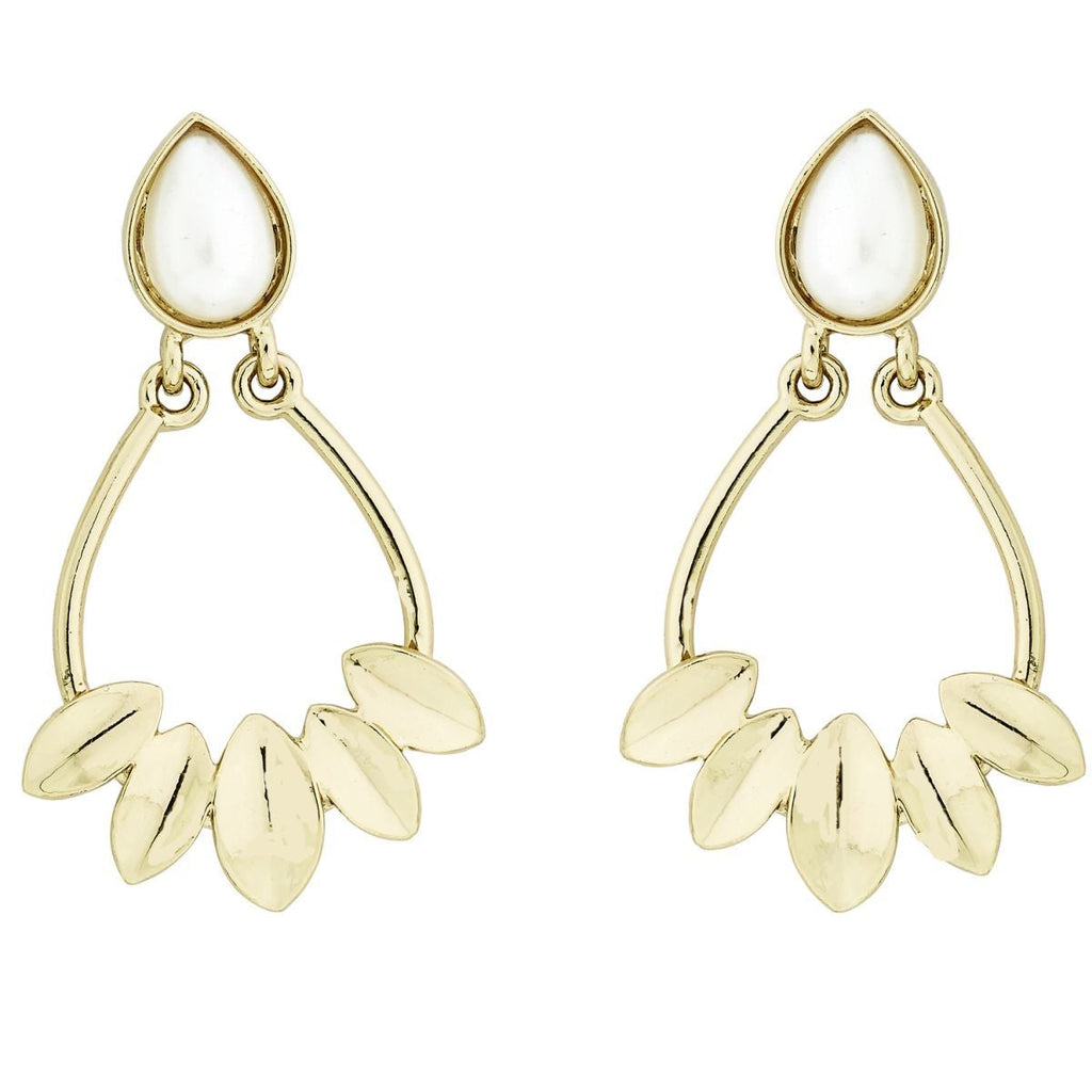 Italian Petal Pearl Gold Plated Dangling Earring For Women Bulk