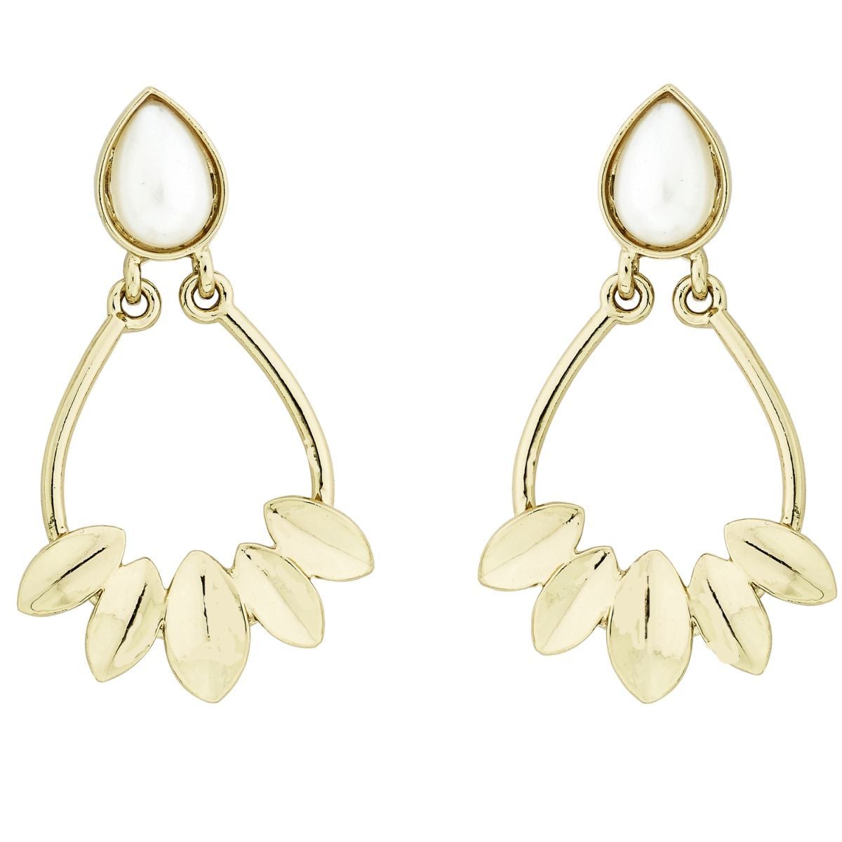 Italian Petal Pearl Gold Plated Dangling Earring For Women Bulk