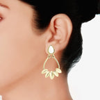 Italian Petal Pearl Gold Plated Dangling Earring For Women Bulk