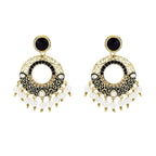 Chaand Bali Filigree Black Meenakari Kundan Pearl Earring Women Bulk