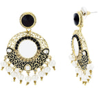 Chaand Bali Filigree Black Meenakari Kundan Pearl Earring Women Bulk