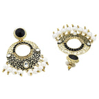 Chaand Bali Filigree Black Meenakari Kundan Pearl Earring Women Bulk