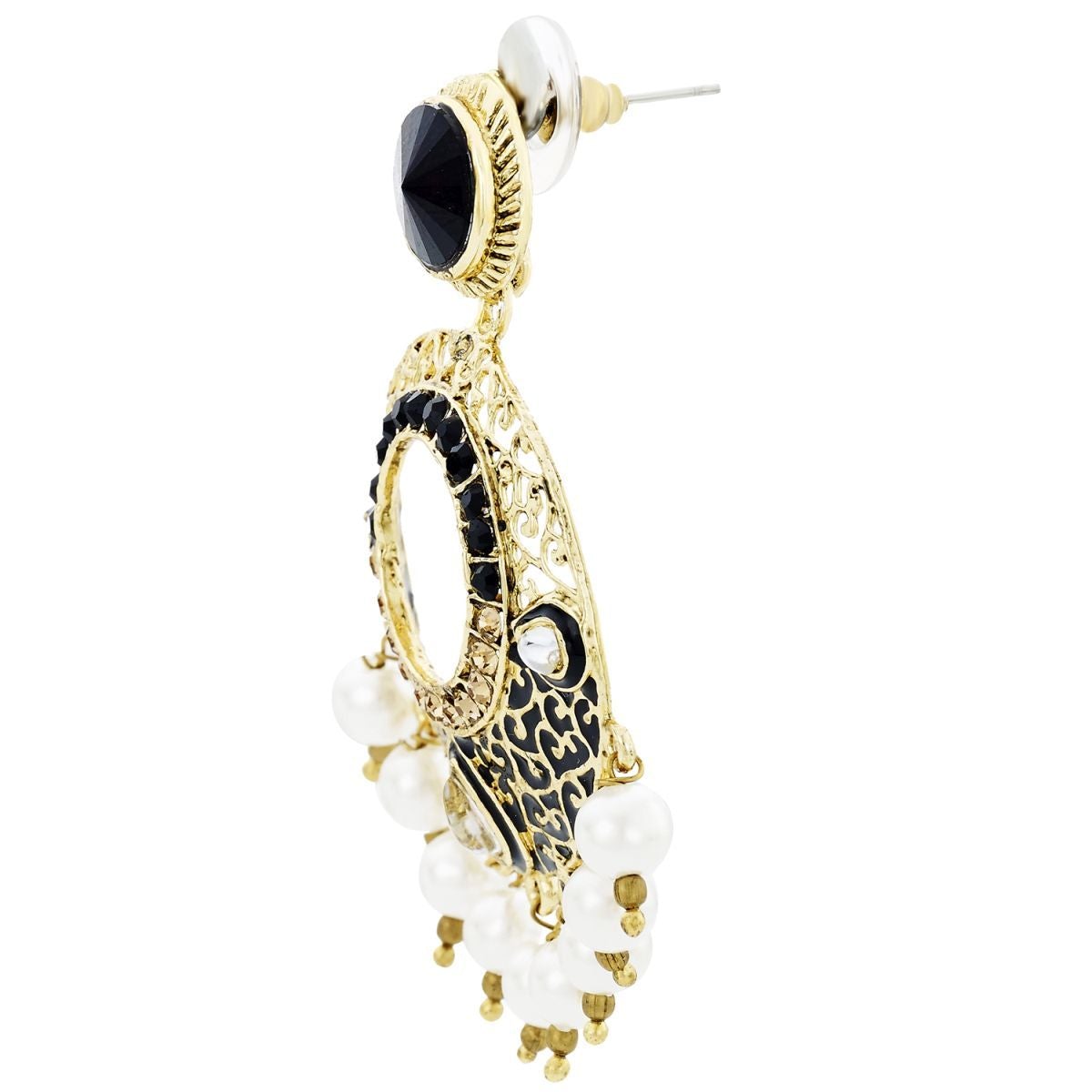 Chaand Bali Filigree Black Meenakari Kundan Pearl Earring Women Bulk