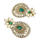 Flower Filigree Antique Rhodium Pearl Green Earring For Women Bulk