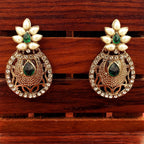 Flower Filigree Antique Rhodium Pearl Green Earring For Women Bulk