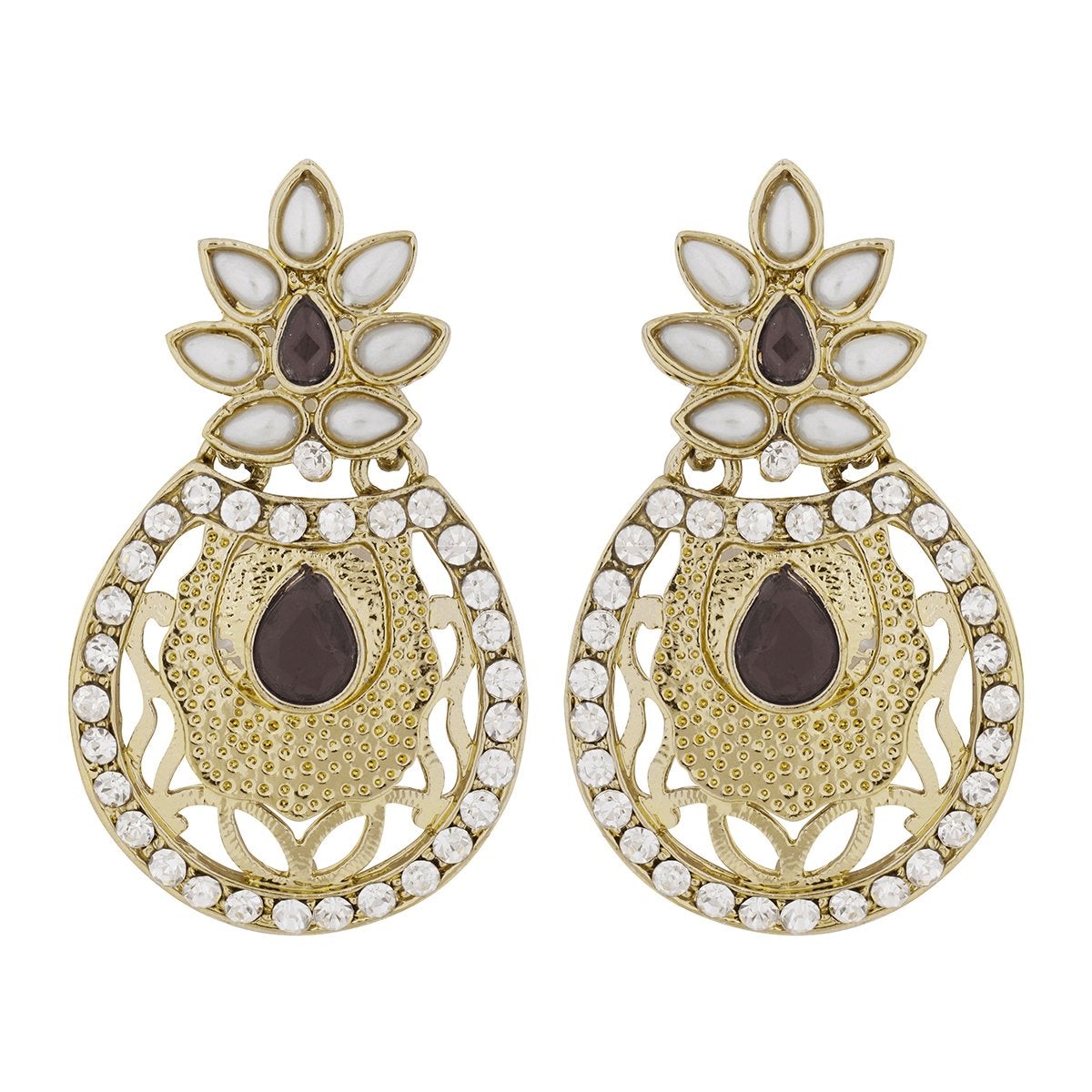 Flower Filigree Antique Rhodium Pearl Black Earring For Women Bulk Main image