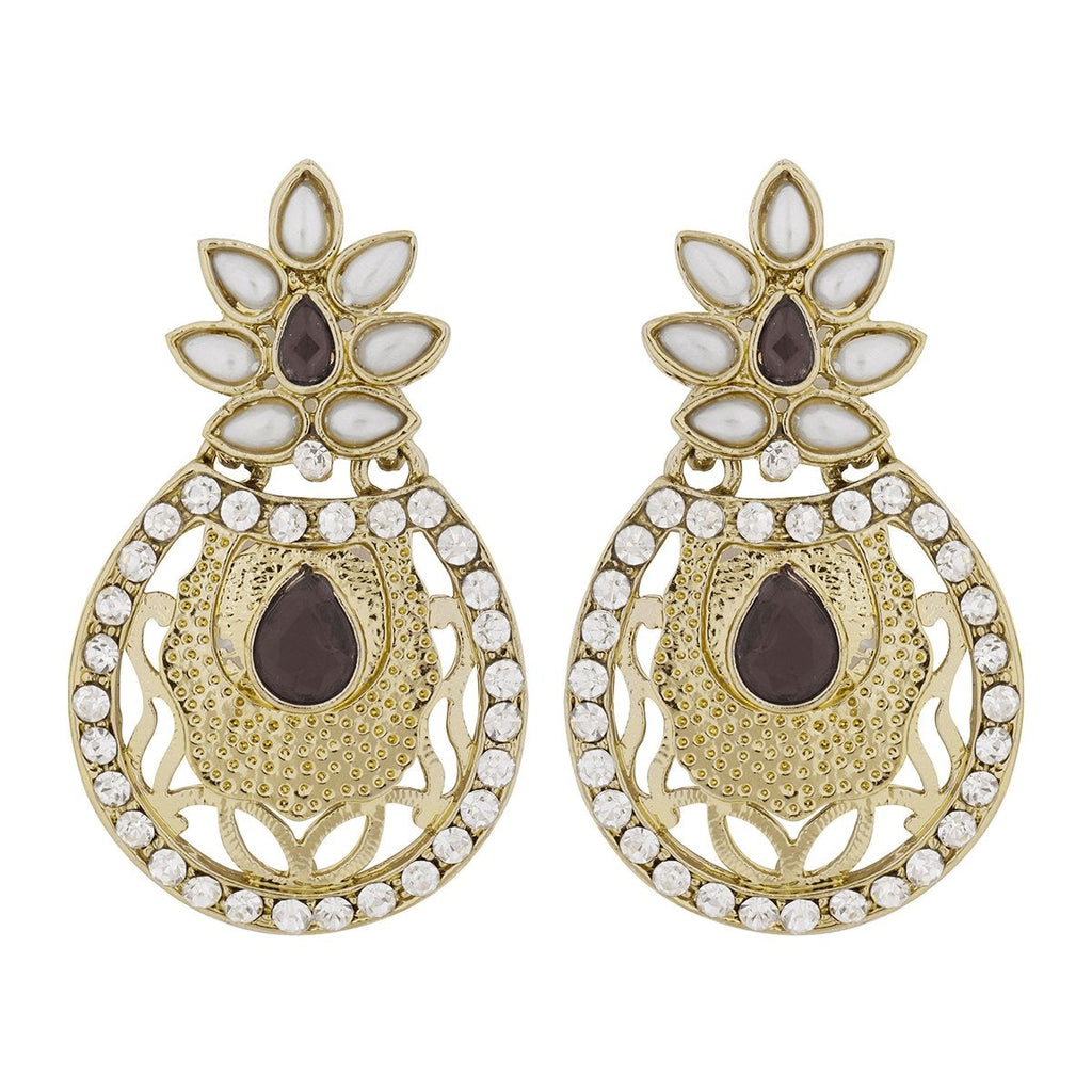 Flower Filigree Antique Rhodium Pearl Black Earring For Women Bulk