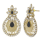 Flower Filigree Antique Rhodium Pearl Black Earring For Women Bulk