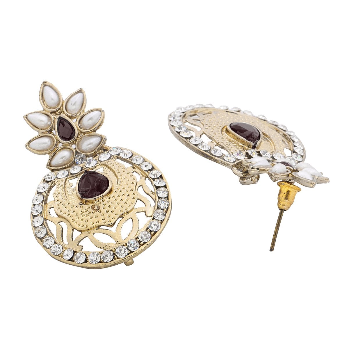 Flower Filigree Antique Rhodium Pearl Black Earring For Women Bulk