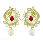 Paisley Filigree Antique Rhodium Pearl Red Earring For Women Bulk