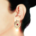 Paisley Filigree Antique Rhodium Pearl Red Earring For Women Bulk