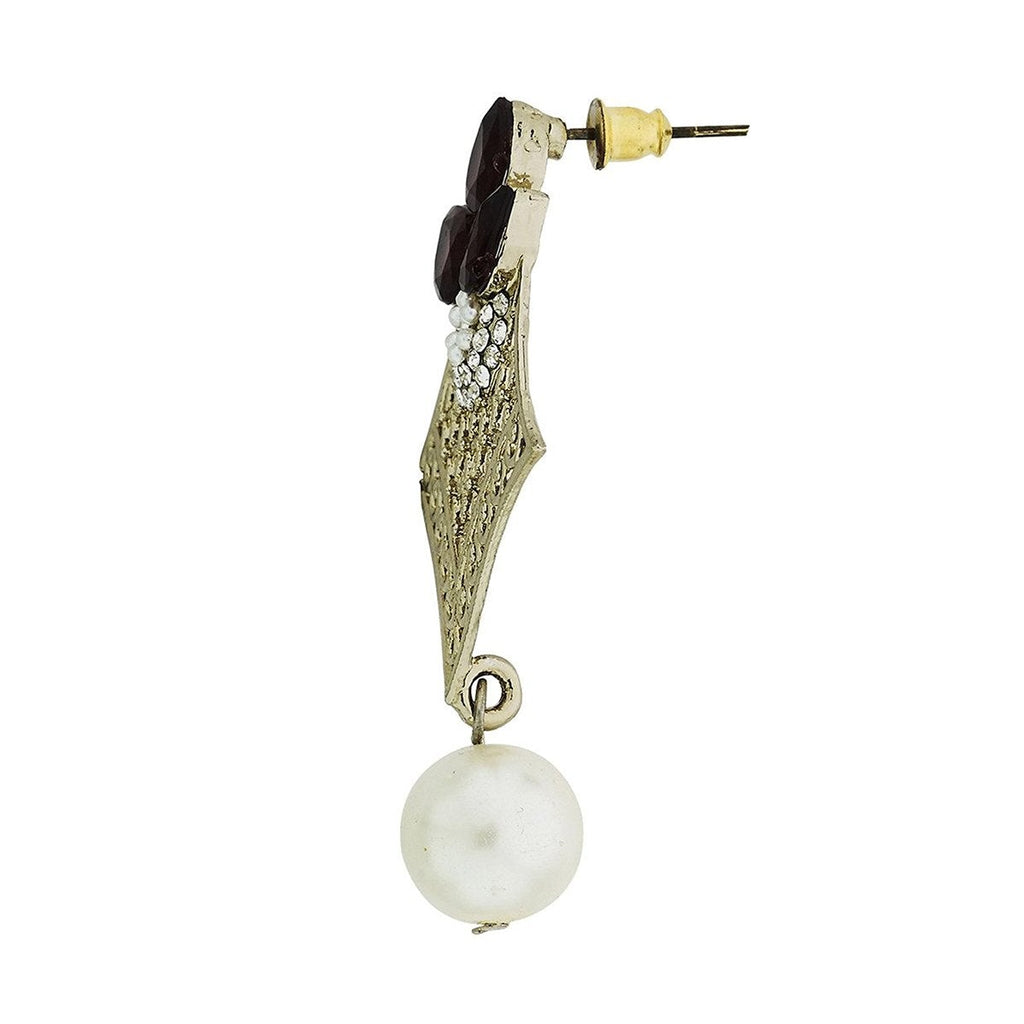 Pear Flower Filigree Antique Rhodium Pearl Black Earring Women Bulk