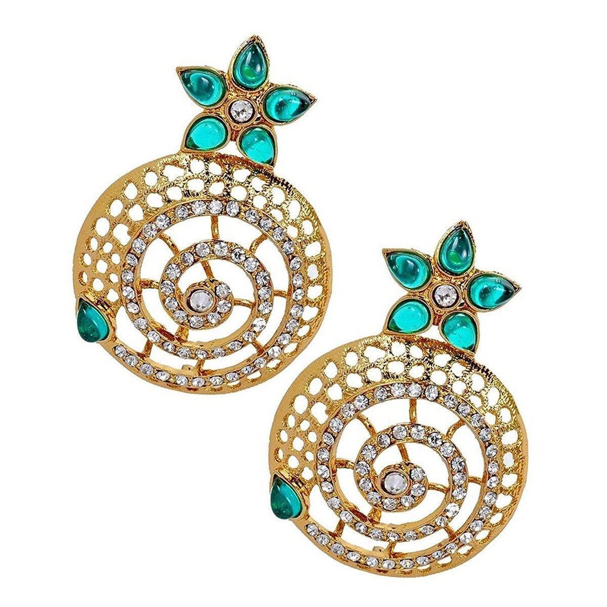 Filigree Flower Gold Plated Green American Diamond Earring Women Bulk Secondary image