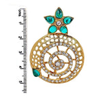 Filigree Flower Gold Plated Green American Diamond Earring Women Bulk