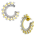 Chaand Crescent American Diamond Baguette 18K Gold Stud Earring Bulk