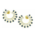 Chaand Crescent CZ Sapphire Blue 18K Gold Stud Earring Bulk