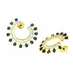 Chaand Crescent CZ Sapphire Blue 18K Gold Stud Earring Bulk