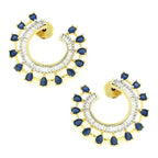Chaand Crescent CZ Sapphire Blue 18K Gold Stud Earring Bulk