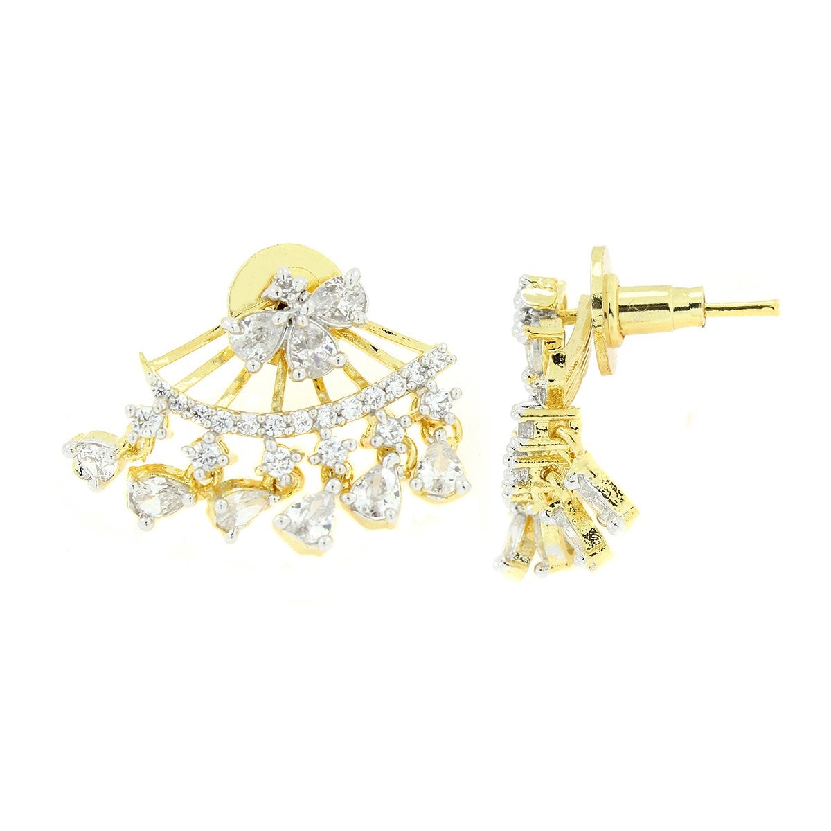 Flower Marquise American Diamond CZ Gold Dangling Earring Women Bulk