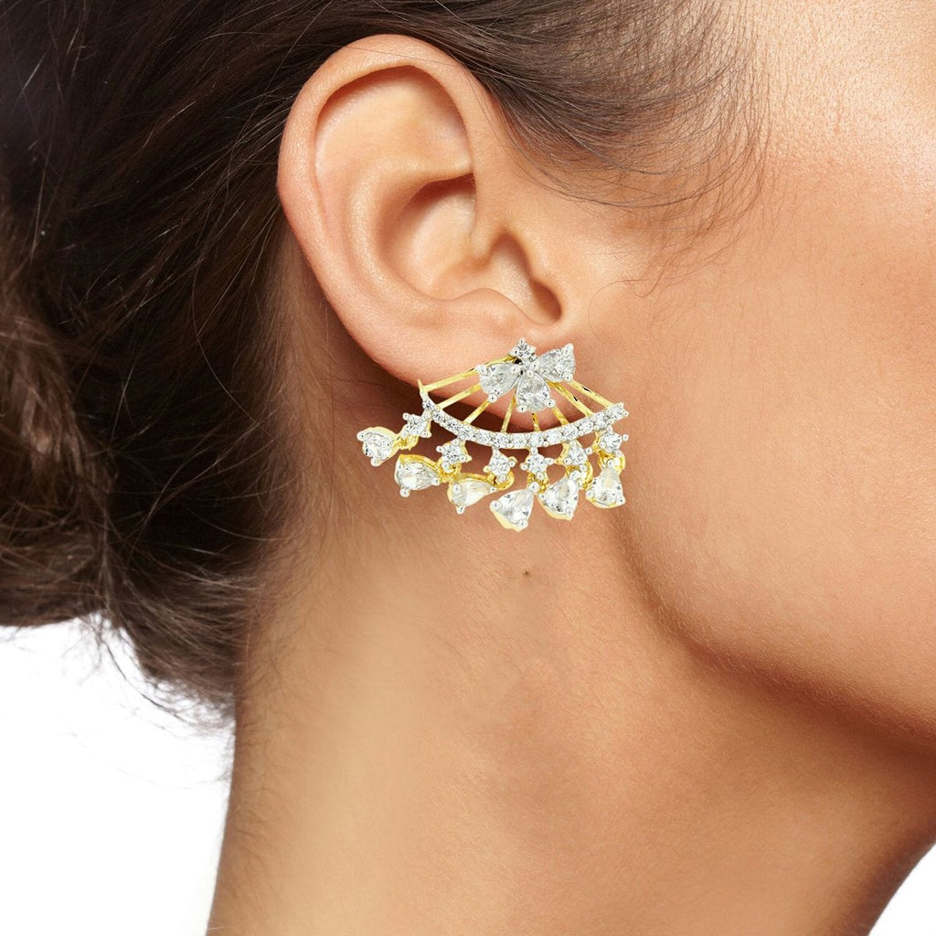 Flower Marquise American Diamond CZ Gold Dangling Earring Women Bulk